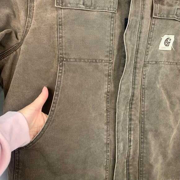 VINTAGE Carhartt Men Chore Jacket XL Brown Quilted Lined Corduroy Collar 90s Y2K - Picture 3 of 10